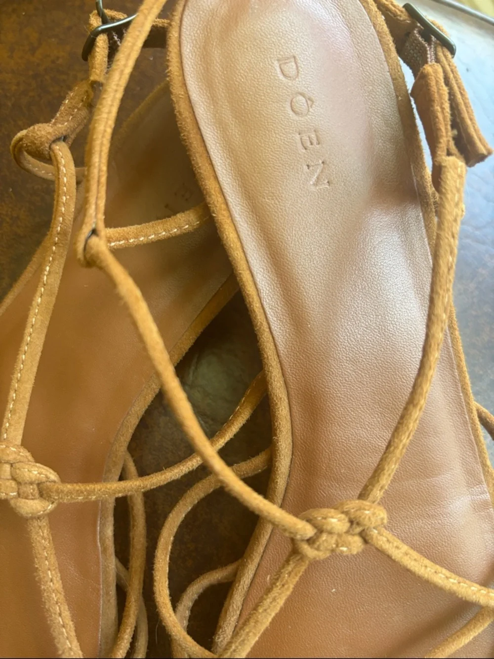 Dôen Knotted Corsica Suede Strappy Heeled Sandals - Picture 11 of 11